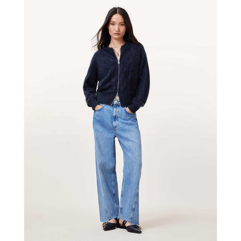 AllSaints Rebel Zip Up Cashmere Cardigan image number 3